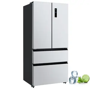 Refrigerator 531L, French Door Refrigerator with Large Capacity 18.8Cu.Ft, 4 Door Full Size Counter Depth Stainless Steel, Auto Defrost Kitchen Fridge, Digital Temperature Controls