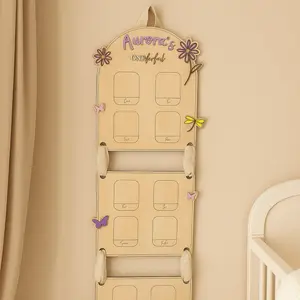 Personalized Wooden Monthly Photo Milestone Hanging Board |Track Baby’s First Year Memories