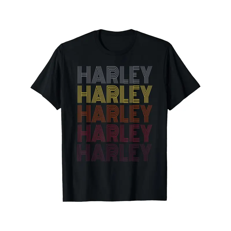 Harley Name Retro Vintage Style Personalized Harley T Shirt 100% Cotton Casual Tshirts Crewneck T-Shirt Short Sleeve Unisex Graphic Tee for Men Women Adults Classic Menswear Top 521