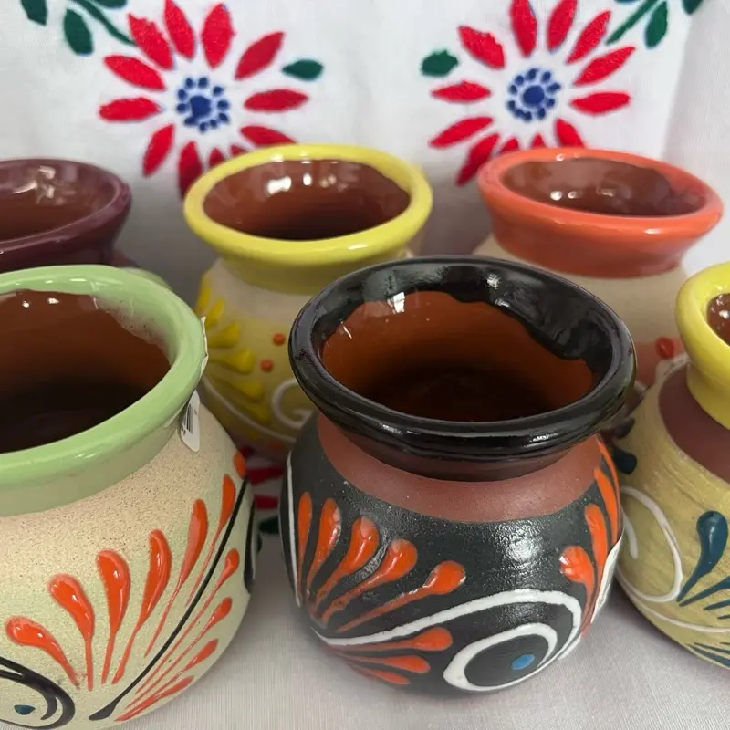 Set of 6 Mexican Clay Mug/ Clay Cups/ Jarritos Mexicanos/ Tazas Artesanales/ Artesanias Mexicanas Ceramic Traditional Coffee Mugs Beverage Mug