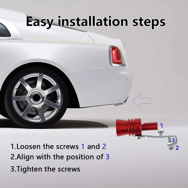 3PCS Car Exhaust Pipe Decorative Whistle, Aluminum Alloy Vehicle Decor Accessory, Universal Fit for Most Cars, Red
