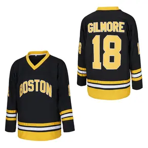 Mens 18 Happy Gilmore 1996 Movie Boston Adam Sandler Ice Hockey Jersey Stitched Black Game Day