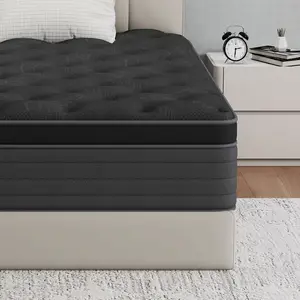 Queen Mattress, 12/14 Inch Firm Hybrid Queen Size Mattress in a Box, Strong Edge Support, Motion Isolation, with 7-Zones Pocket Springs, Fiberglass-Free, Pressure Relief, CertiPUR-US