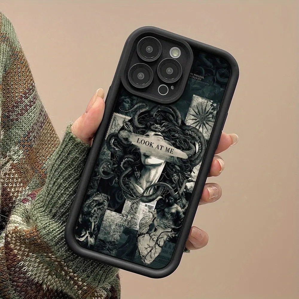 Fashionable Medusa Pattern Shockproof Ultra-Thin Phone Case, Phone Protector Cover, Full Camera Lens Protection, Soft Cover for iPhone 17/16/15/14/13/12/11/plus/pro Max Protective Casing