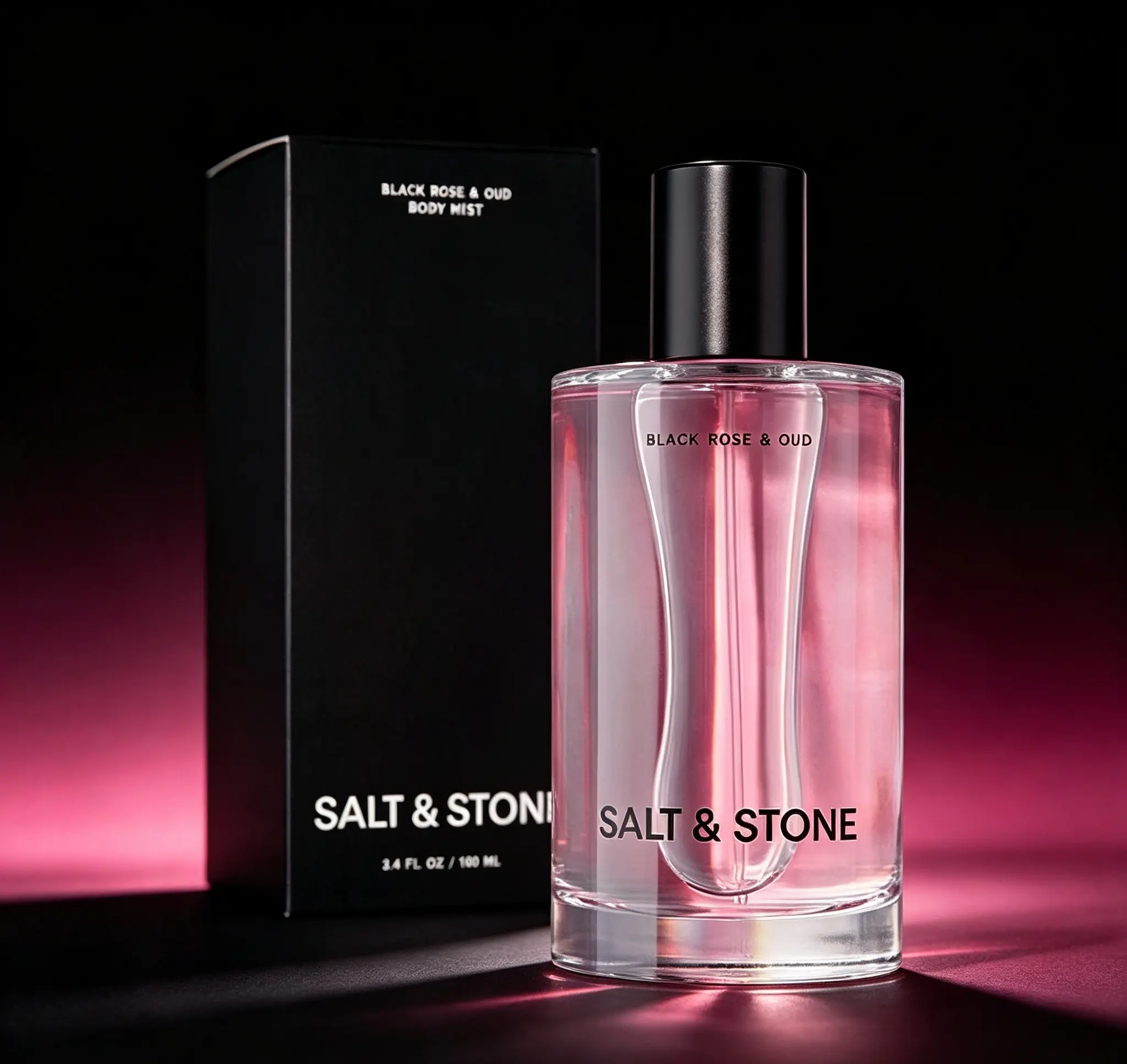 Salt & Stone Black Rose & Oud Hair & Body Mist for Women & Men, Skincare‑Infused Hydrating Body Spray with Glycerin & Red Algae, Vegan Cruelty‑Free Unisex Fragrance, 3.4 fl oz / 100ml