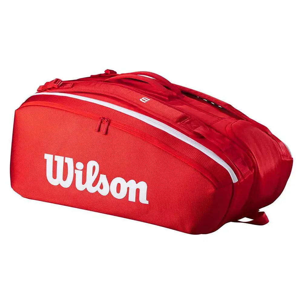 Super Tour 2025 15-Pack Tennis Bag, Red, for Sports Rackets, Racket Protector, Polyester, Unisex