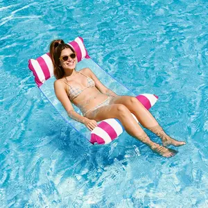 4-in-1 Upgraded Floating Lounge Chair, Inflatable Pool Floating Hammock for Adults, Floating Chair with Headrest and Footrest, Inflatable Mesh Floating Raft, Suitable for Pool Parties and Lake Floating Rafts