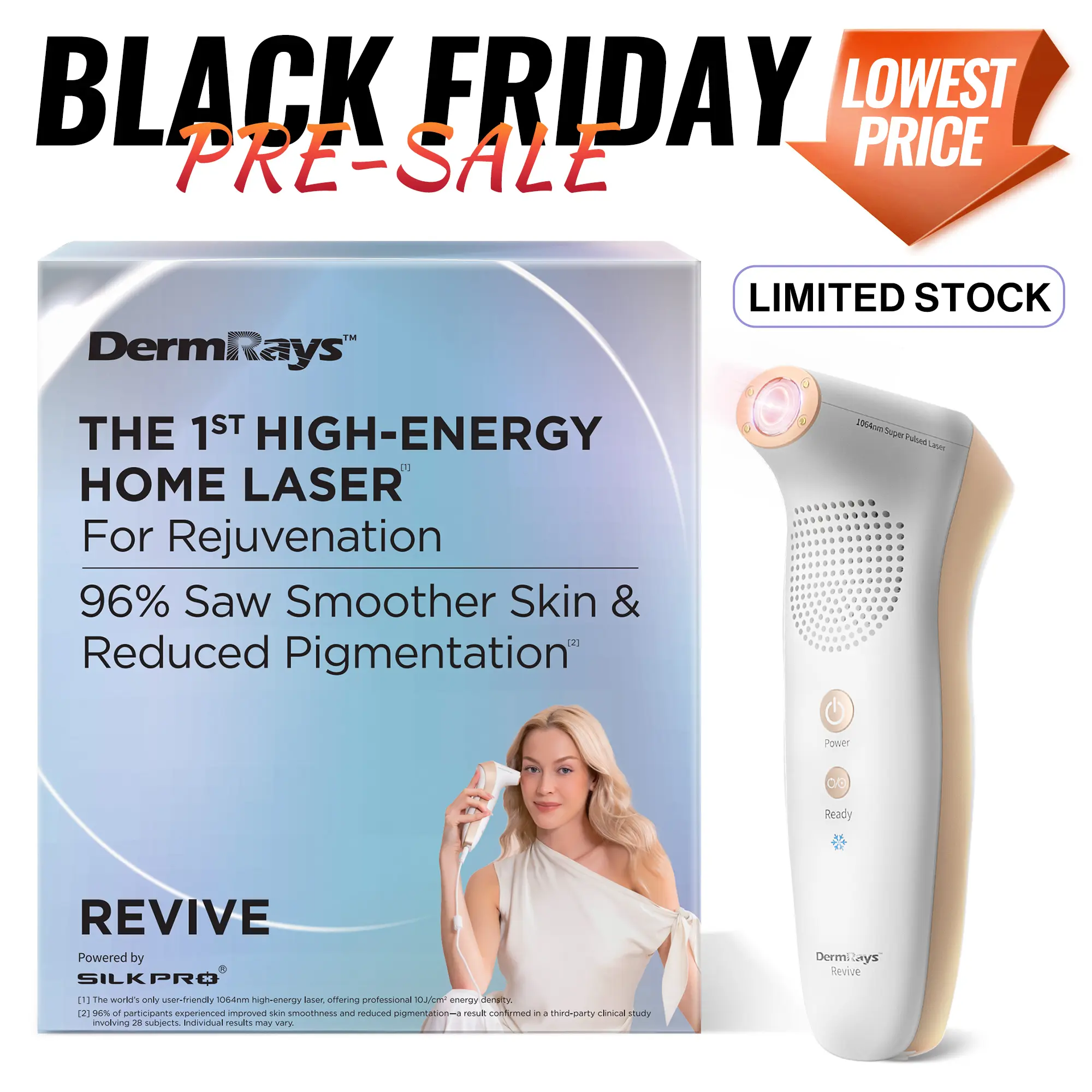 [Early BF Sale] DermRays Revive Anti-Aging Facial Laser for Adults - 1064nm Clinically Proven Device with 10 J/cm² Power, Collagen Boost, Faded Dark Spots, Smoother Skin, Enhanced Glow, Boxed Beauty Face Appliance