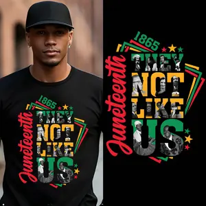 "They Not Like Us - We Outside Since 1865" DTF Transfer - Juneteenth Freedom Celebration - Suitable For Crafting T-shirts, Bags & Fabric Decor, Washable And Long-Lasting Iron-On Transfer Stickers, 1865 Black History Afro Pride Heat Transfer Stickers