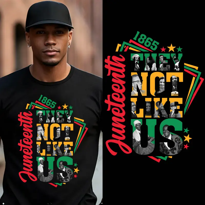 Juneteenth DTF Heat Transfer Stickers - 'They Not Like Us - We Outside Since 1865' Bold Design Graphic, 10×7.5 Inches, Stretchable, Washable Bond, Black History Month Events Iron-On for T-Shirts, Long-Lasting Sewing Accessory