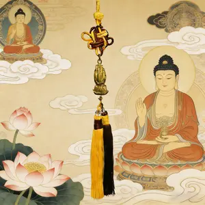 Buddha Hand Car Hanging Ornament, Good Luck Charm, Safe Journey Decoration, Blessing Interior Accessory, Protection for Travel