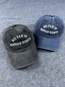Embroidered Washed Baseball Cap, Big Fan Of Human Rights, Feminist Gift