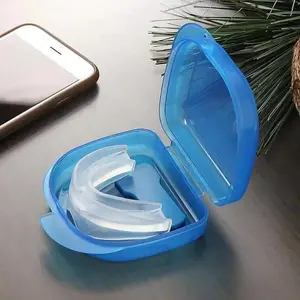 Blue Anti Snoring Mouth Guard Night Sleep Teeth Grinding Bruxism Protection Mouthpiece with Triangle Case