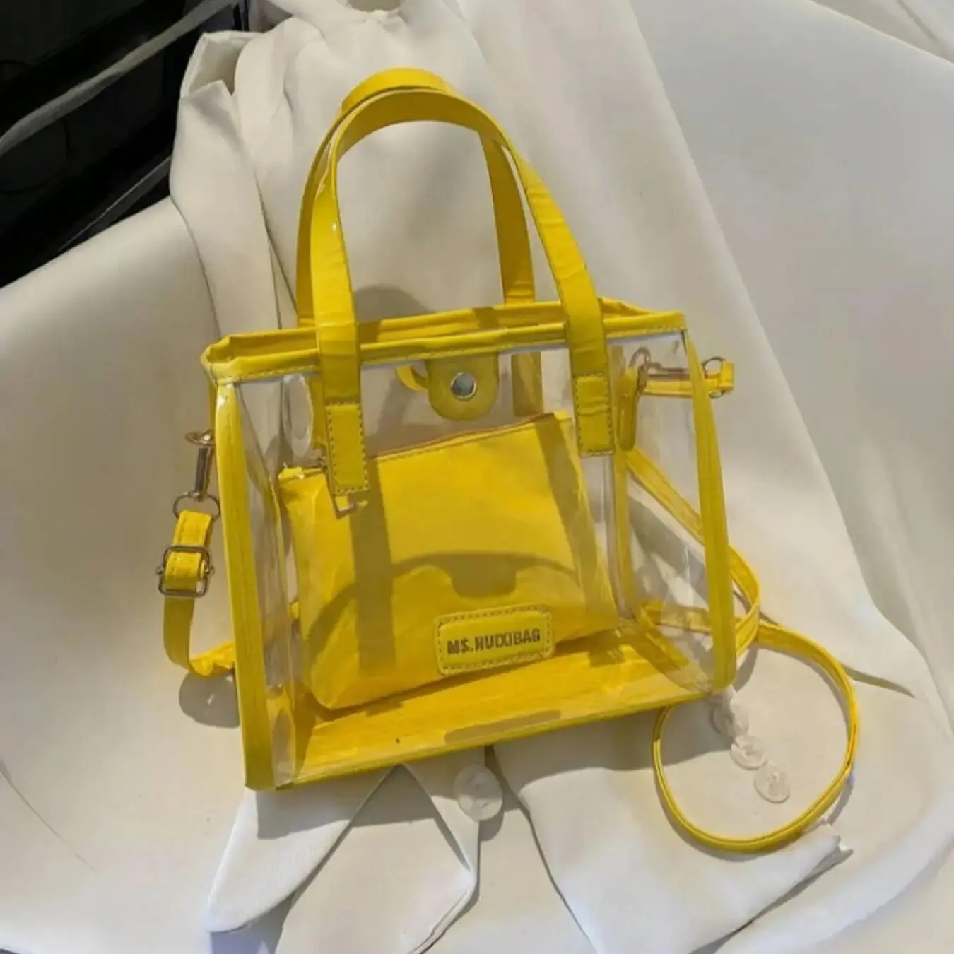Large Capacity Fashion Transparent Handbag, Jelly Beach Bag, Letter Print Women's Backpack, Single Shoulder Tote Bag, Stylish and Practical, Trendy Handbag, Shoulder Handbags