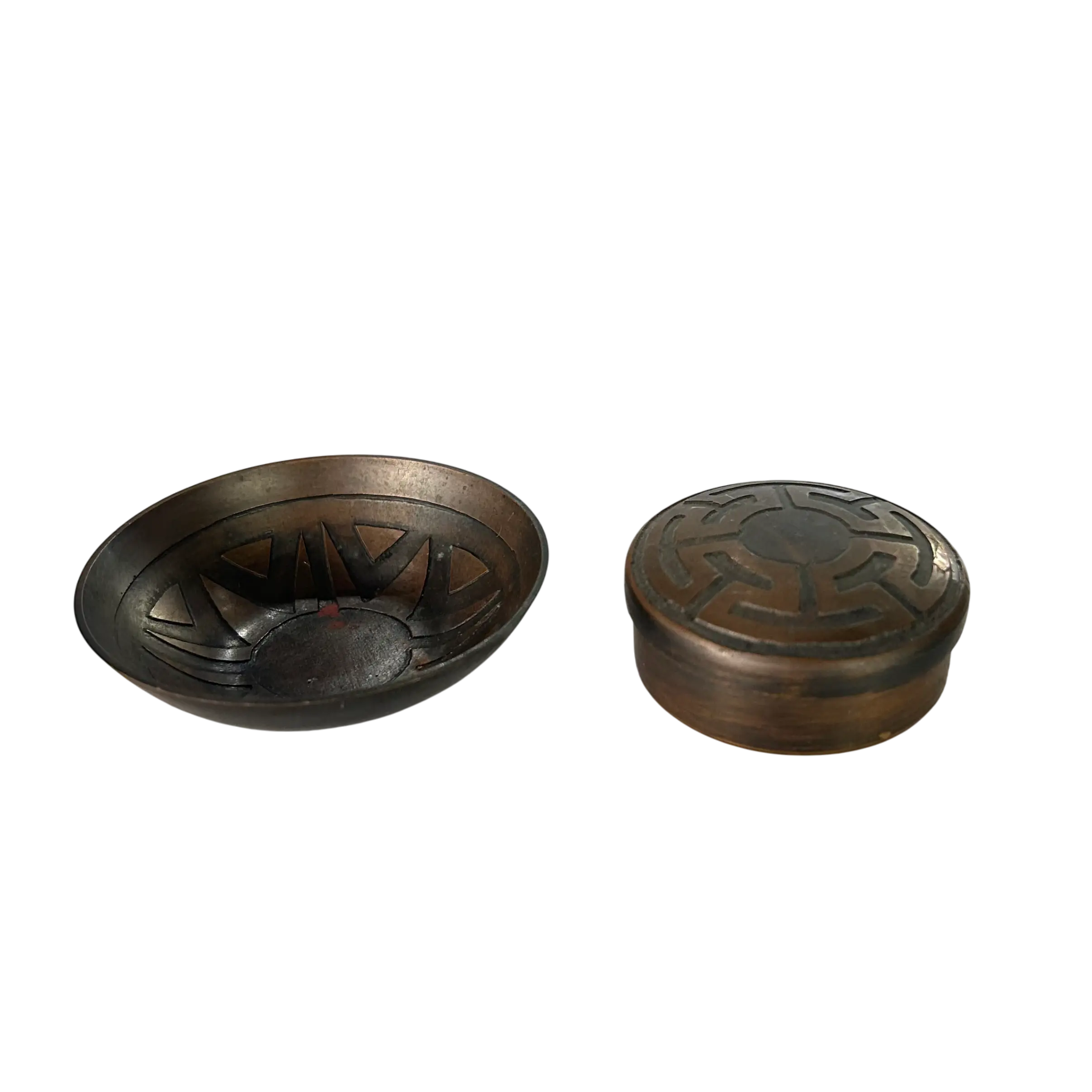 Pair of Etched Metal Catch Alls