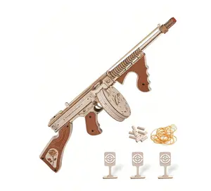 Build & Shoot: 275-Piece 3D Wooden Tommy Gun Model Kit - DIY Rubber Band Shooter, Perfect Gift for Teens and Adults nerfelite  blaster high performance cool toy adult gift