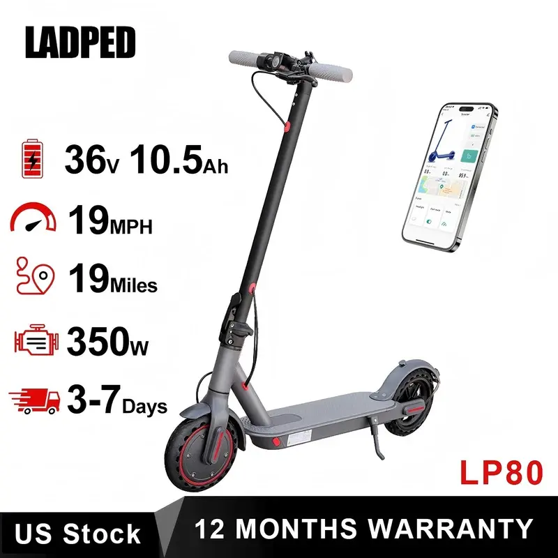 Lapped electric scooter 350W 19mph app smart scooter shock-absorbing anti-skid � 8.5 inches folding waterproof electric scooter