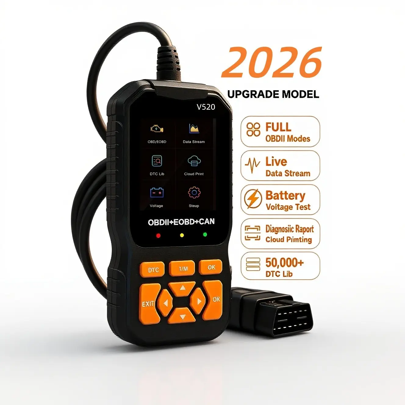 Enhanced Auto Check Engine Light Diagnostic Scan Tool, Obd Scanner, Read/erase Fault Codes for Obdii Cars Since 1996, Smooth Operation for Car Maintenance, Automotive Scan Tool