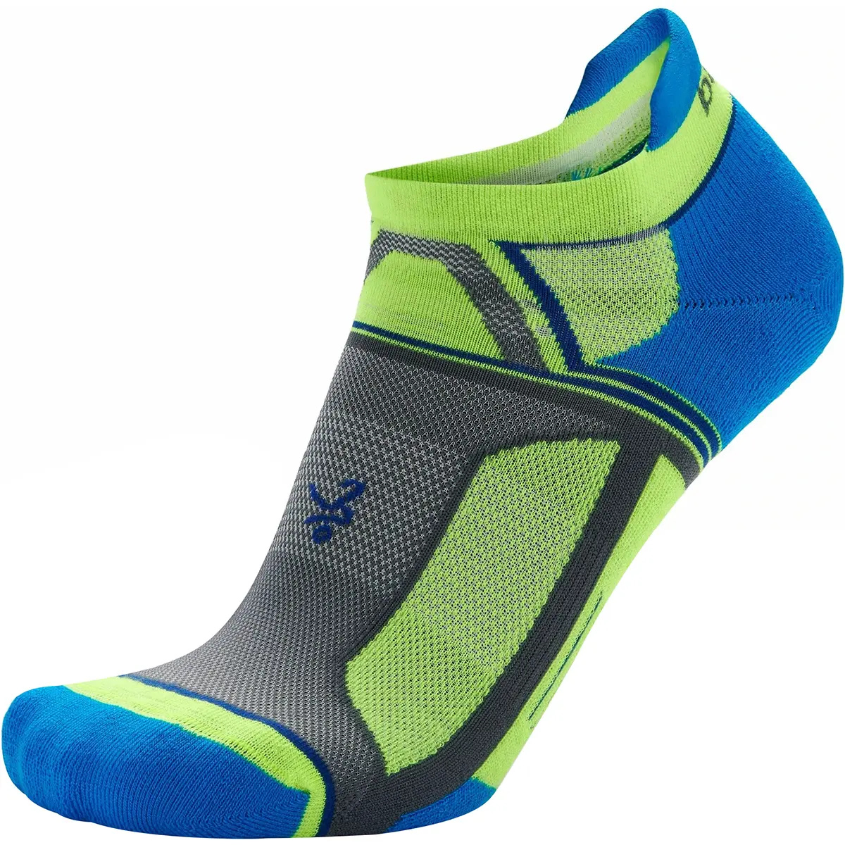 Balega Hidden Contour Recycled No Show Multicolor Athletic Socks - Sports Running, Athletic Ankle, Ethereal Blue-Neon Lime, Sports Running Socks, Elastic Socks