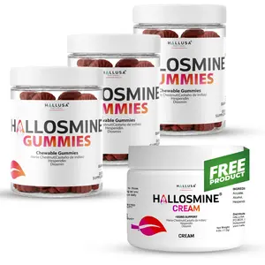 HALLOSMINE GUMMIES x 90 + FREE Hallosmine Veins Cream – Chewable Botanical Blend with Diosmin & Hesperidin – Hallusa Natural All-in-One Multivitamin Daily