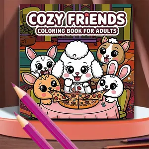 Cozy Friends Coloring Book for Adults, 20 Pages Creative Coloring Book, Drawing Book for Friends Gathering & Relaxation
