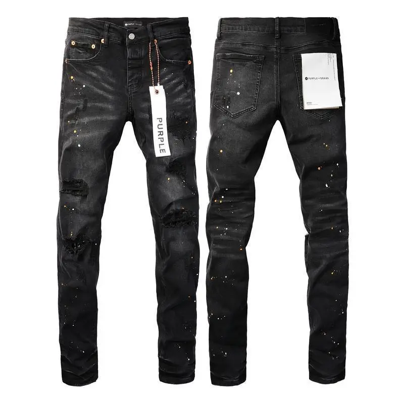 Men's jeans, casual and comfortable, perforated, fashionable straight leg slim fit jeans, torn elastic jeans, denim pants, street wear, black fabric men's clothing Men's jeans, casual and comfortable, perforated, fashionable straight leg slim fit jeans, torn elastic jeans, denim pants, street wear, black fabric men's clothing