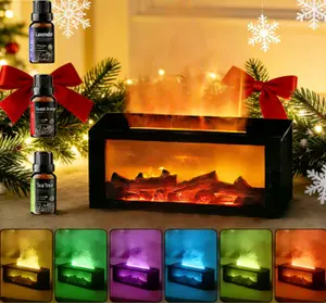 Air Purifier 300ml Fireplace Flame Aromatherapy Diffuser Humidifier with Remote & Timer for Home and Office Use Ultrasonic LED