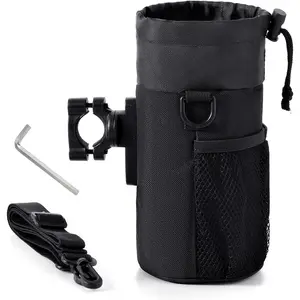 IRON JIA'S Motorcycle Cup Holder, Motorcycle Drink Holder with Mesh Pockets, Universal Water Bottle Cup Accessories for Bike, e-Bike, ATV/UTV, Wheelchair, Walker (Fits 1.1"-1.4" Handlebar)