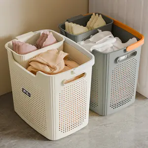 Dirty clothes basket Large storage basket Household breathable dirty clothes basket Plastic laundry basket Dormitory bathroom Portable storage basket-31