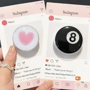 Eight Ball Phone Grip, Pink Heart Phone Holder, Cool Finger Grip Black Snooker Billiards Kawaii