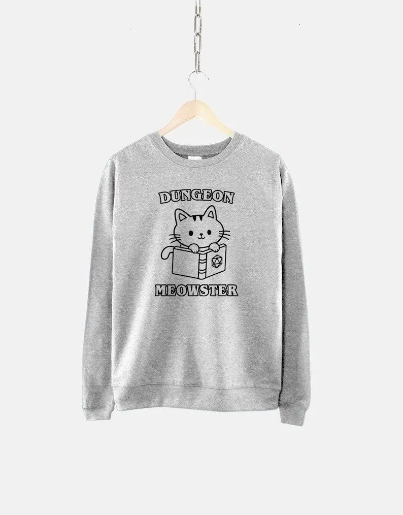 [Sale off up to 50%] Womens D And D Sweatshirt - Dungeons and Dragons Sweatshirt - Dungeon Meowster Cat Sweatshirt - D&D Gift - Dungeon Master Sweatshirt