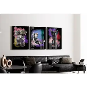 Set of 3 Air Brush Paint Kaws Art , Product without frame