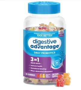 Digestive Advantage Probiotic Gummies for Digestive Health, Daily Probiotics for Women & Men, Support for Occasional Bloating, Minor Abdominal Discomfort & Gut Health, 80ct Natural Fruit Flavors
