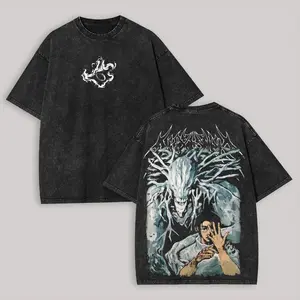 Retro Jujutsu Kaisen Anime Oversized T-Shirt, Vintage Washed Yuta Okkotsu Rika Graphic Tee, Distressed Streetwear For Men & Women, Aesthetic Back Print Top