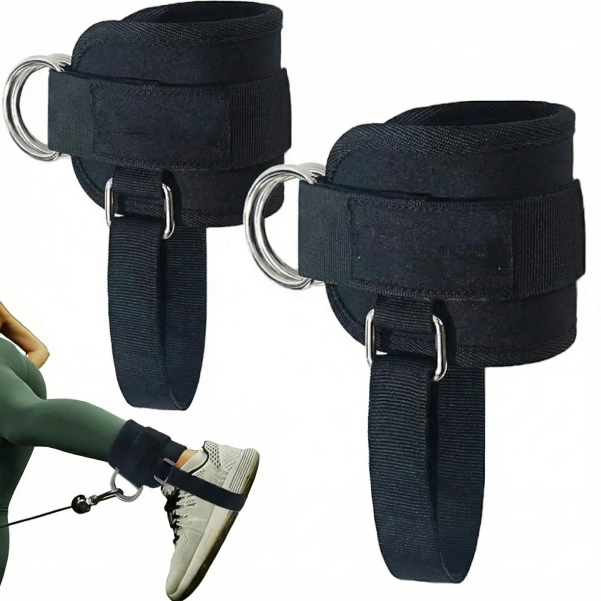 Ankle Strap for Cable Machine, Padded Ankle Straps for Cable Machine Kickbacks, Glute Workouts, Leg Extensions, Curls, Booty Hip Abductors Exercise, Adjustable Comfort Ankle Cuff for Gym