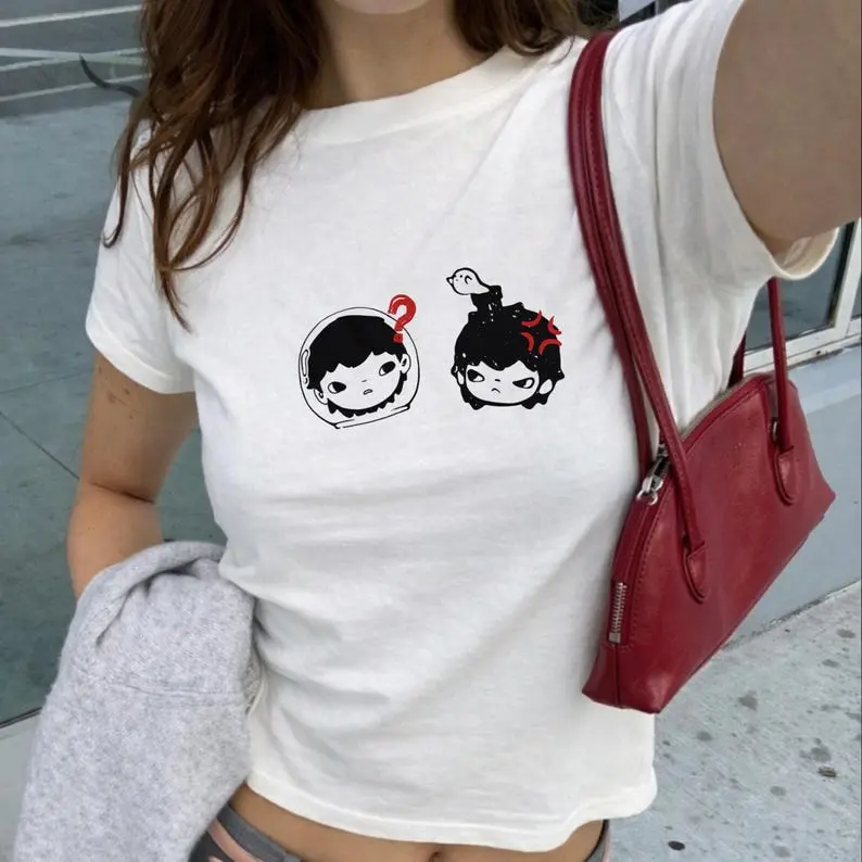 Graphic Hirono Baby Tee - Y2K Kids Cartoon Tee, 90s Style Cartoon, Trendy Babytee, Cute Coquette Top, Other One, Vintage Aesthetic Gift
