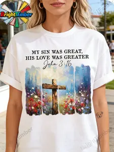 Christian Easter Shirt| Easter Bible Verse, Cross, Watercolor, He Is Risen, Brushstroke Designs| 100%, Casual Crew Neck, Regular Fit, Short Sleeve| Ideal for Easter, Halloween, Thanksgiving, Christmas Gifts for Men, Women, Family, Friends