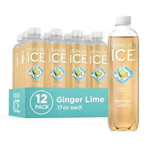 Ginger Lime Sparkling Water, Zero Sugar Flavored Water, with Vitamins and Antioxidants, Low Calorie Beverage, 17 fl oz Bottles (12)