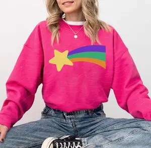 Mabel Pines Rainbow Star Sweatshirt, Mabel Sweater for Cartoon Fans,Halloween Rainbow Shooting Star Gravity Shooting Star Costume For Men Woman Casual