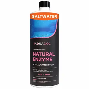 AquaDoc Pool Enzyme Treatment for Saltwater Swimming Pools - 32oz for Waterline Maintenance and Oil Control