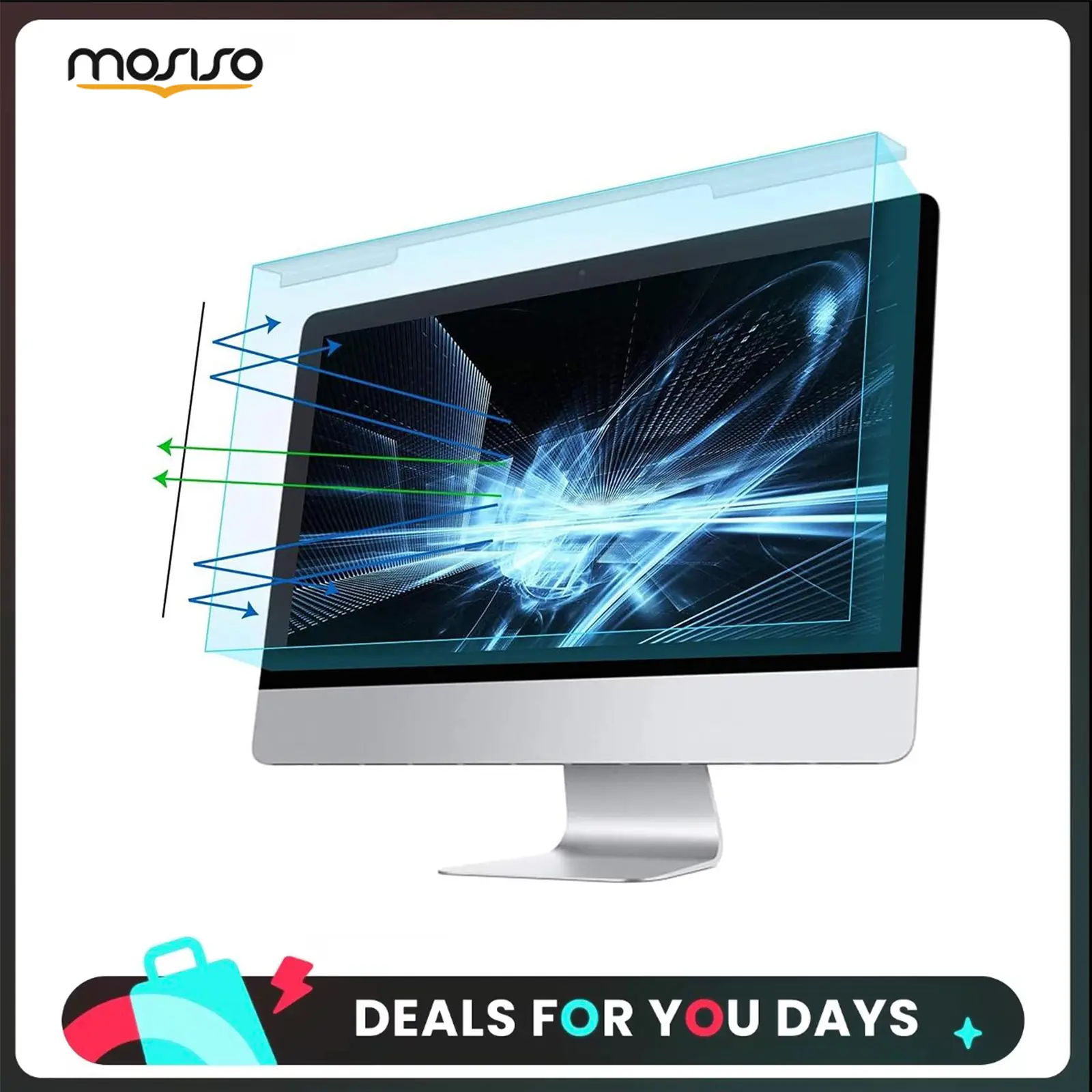 MOSISO Blue Light Blocking Screen Protector for Monitor 19-32 Inch Anti UV Anti Glare Eye Protection Filter Film for 16:9 PC Computer Desktop Display Privacy Light Filter for Office Gaming, Ultra Thin, Anti-Blue Light Computer Monitor Accessories, Eye-Fri