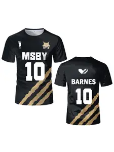 Haikyuu MSBY Black Jackal jersey Japanese anime cosplay tops Volleyball uniforms for men and women breathable Kid's T shirts
