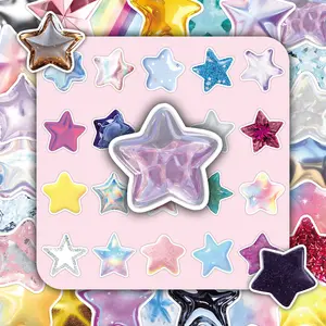 50 Pcs Kawaii 3D Star Stickers, Cute Cartoon Dimensional Decals for Journaling, Planners, Scrapbooking, DIY Decoration for Phone Cases, Laptops, Water Bottles