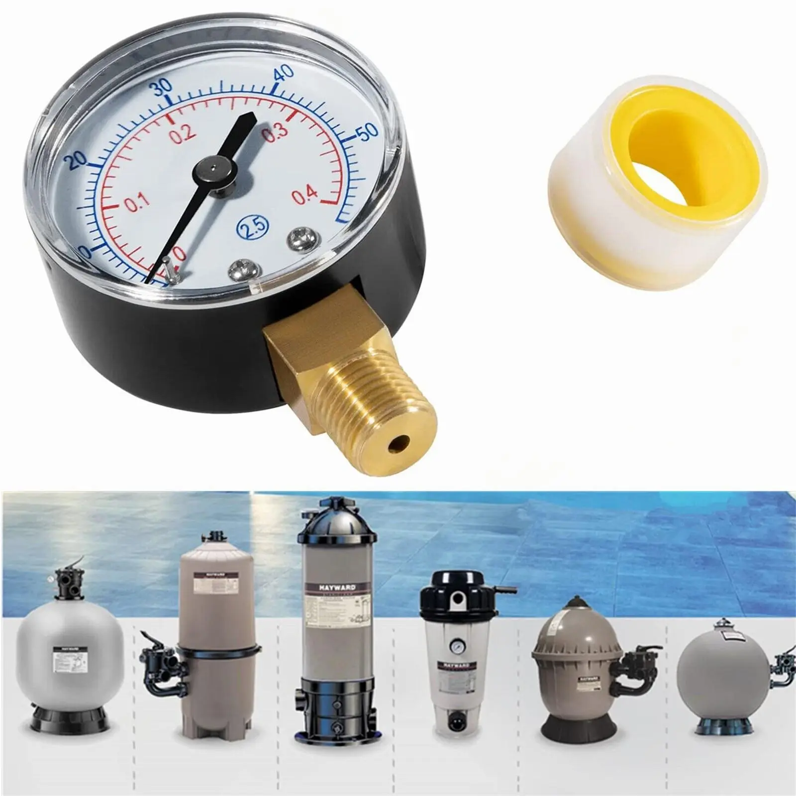 ECX270861 Stainless Steel Pressure Gauge - Accurate Readings, Mpa & Psi Pressure Check, Replacement for Hayward Sand & D.E. Pool Filters (Car Engine & Transmission Repair Tool)