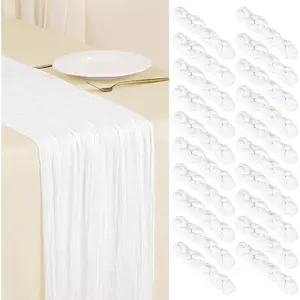 20 Pack White Cheesecloth 17 x 108 inch Boho Gauze Cheese Cloth Table Rustic Sheer Table Decorations for Wedding Bridal Baby Shower Birthday Home