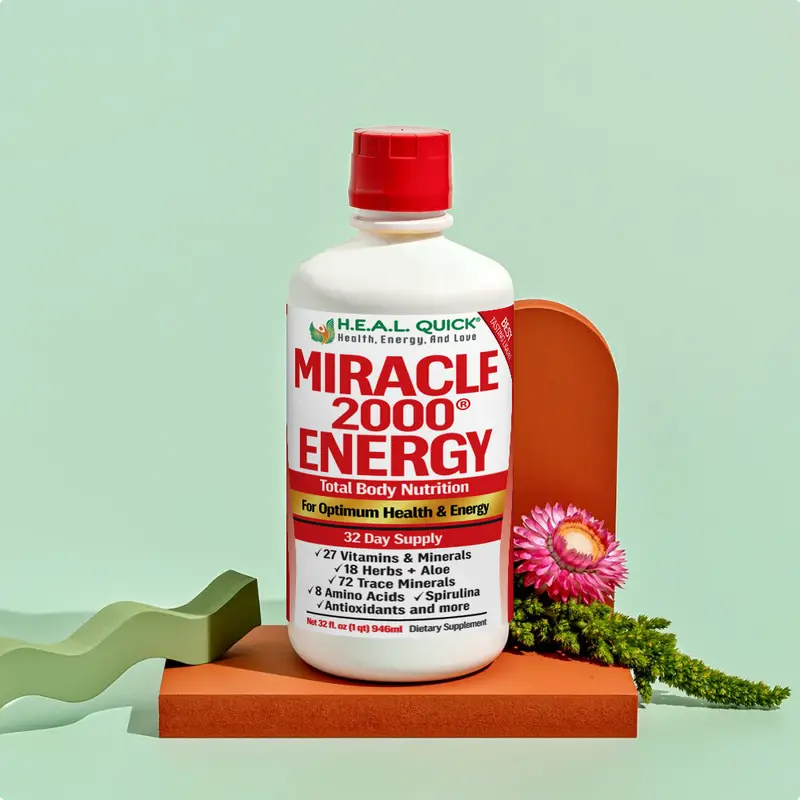 Miracle 2000® Multivitamin-Calcium Power Blend Supplement Bundle, Spirulina + Aloe Natural Mix, 27 Vitamins & Minerals, 32 Servings, No Preservatives, Energy Antioxidants Probiotics, Health & Focus Support, Feel-Good Boost, Tasty Easy-to-Swallow Dose