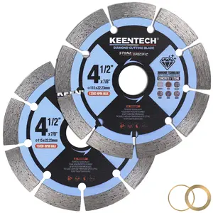 KEENTECH Segmented Diamond Saw Blade 4-1/2 inch, for Smooth Cutting Concrete Marble Granite Brick Masonry, Diamond Blade for Angle Grinder, 4.5" Dry or Wet Cutting Concrete Saw Blades (2-Pack)