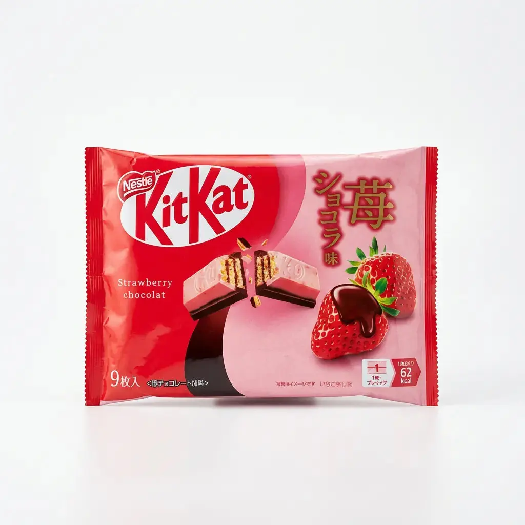 Nestlé KitKat Strawberry Flavor Chocolate Bar Snack - 9 Pieces, Japanese Chocolate Candy Sweet Dessert Treat, Candy Chocolate, Chocolate Gifts