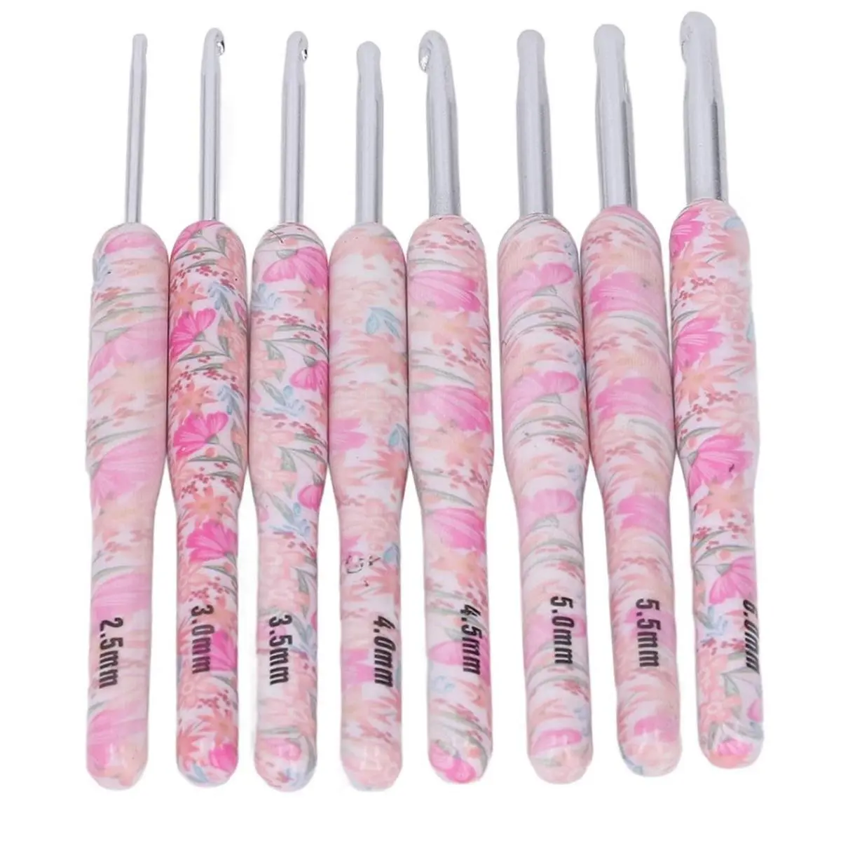 Flower Pattern Crochet Hook Set, 8 Counts/set Crochet Needle, Crochet Hook for Home Use, DIY Crochet Supplies, Crochet Items Accessories, Gift for Mom & Grandmother, Crochet Set Kit, Handmade Crafts, Crochet Tools, Crochet Hooks Set