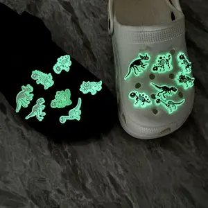 Luminous Dinosaur Skeleton Pattern Shoe Charms, 14pcs/set PVC Material Glow in The Dark Shoe Charm for Shoes & Wristbands, Shoes Decoration for Men & Women, Shoe Accessories